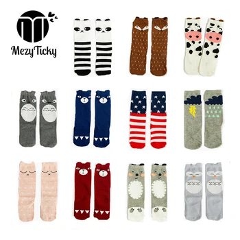 Toddler Lovely bear Cartoon Animal Fox Kids Knee cotton Socks Girls Boy Baby Stripe Sock infant Cute 1 Pair calcetines 0-3 Years cartoon animal baby knee high socks for girls infant fox socks toddler baby girl knee socks lovely totoro cat knee sock s m l
