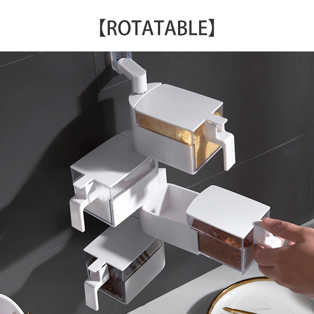 1 шт. кухонная настенная коробка для хранения приправ может установить многослойный вращающийся для кухонного хранения Контейнер для приправы