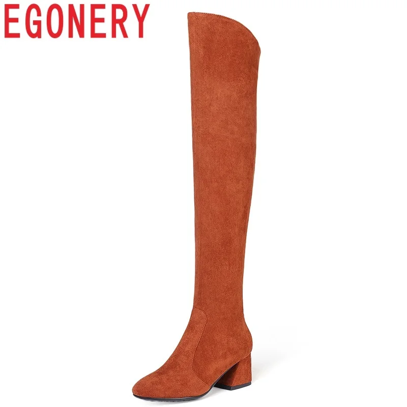 Quatre Carré Chaussures À Red Confortable grey 2018 Concise Pour New Couleurs Talon Hiver brick Orteil L'extérieur Cuissardes Glissière Colour Femmes Égérie Black Haute caramel XZOPTiku