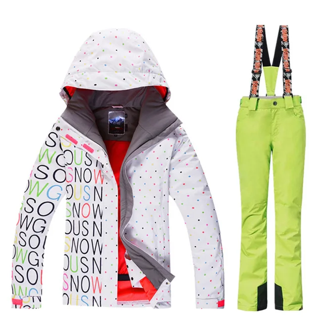 GSOU зимние женские ветрозащитная водонепроницаемая, Лыжный спорт костюм горнолыжная куртка+ лыжные штаны комплект Сноуборд Горный снег одежда пальто - Цвет: 6
