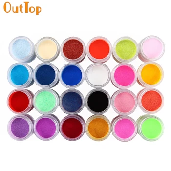 

OutTop ColorWomen 24 Colors Acrylic Nail Art Powder Tips UV Gel Carving Dust Design Decoration 3D DIY Nail Makeup Tools May8