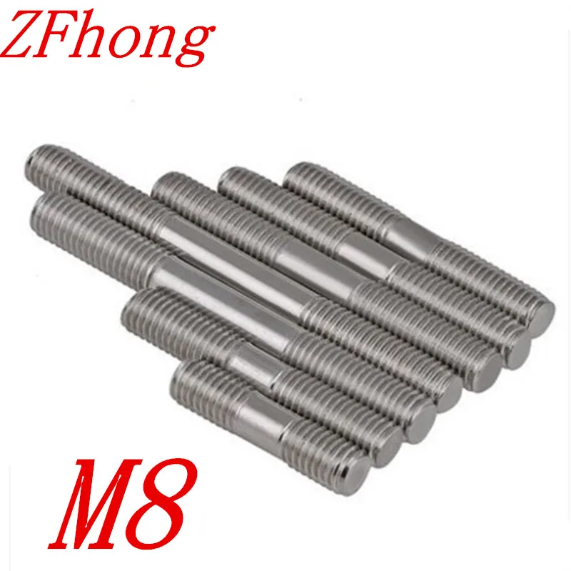 5pcs/lot M8 M8 x L Stainless steel double end threaded rods bolts