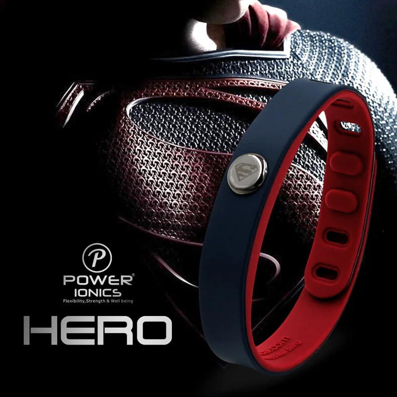 Power Ionics Hero Series Superman IDEA BAND 3000 ions Sports Waterproof Titanium Healthy Bracelet Wristband Balance Body