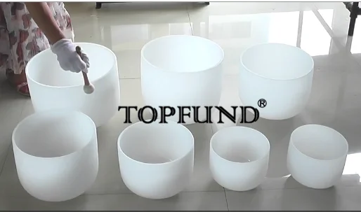

TOPFUND Chakra Tuned Set of 7 Frosted Quartz Crystal Singing Bowls 6"-12