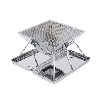 

Stainless Steel Folding Charcoal BBQ Grills 31X31X21cm Picnic Barbecue BBQ Roast Stove Rack For Outdoor Home Garden Roasting