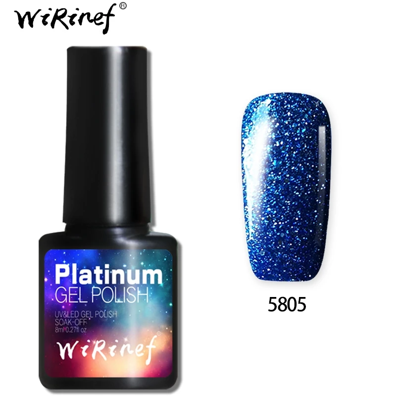 WiRinef 8 мл 1 шт 3D Блеск Платиновый УФ и светодиодный Гель-лак для ногтей Полупостоянный цветной Сияющий впитывающий Гель-лак - Цвет: 5805