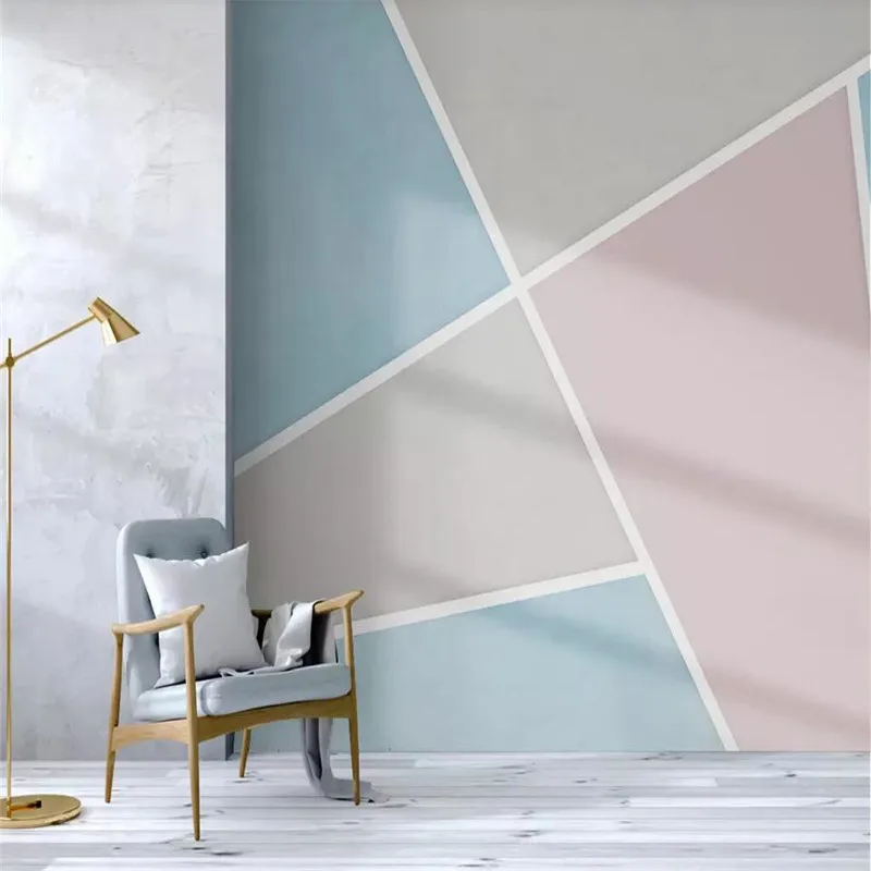 Geometric color block stitching TV sofa background wall professional production mural wallpaper wholesale custom photo wall Geometric color block stitching TV sofa background wall professional production mural wallpaper wholesale custom photo wall