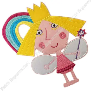 

7" Ben And Princess Holly little kingdom patch Film TV MOVIE Felt applique Character Girl halloween Cartoon Embroideried iron on