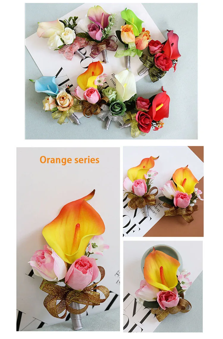 wedding corsage groom flower boutonniere cuff bracelets bridesmaid (8)