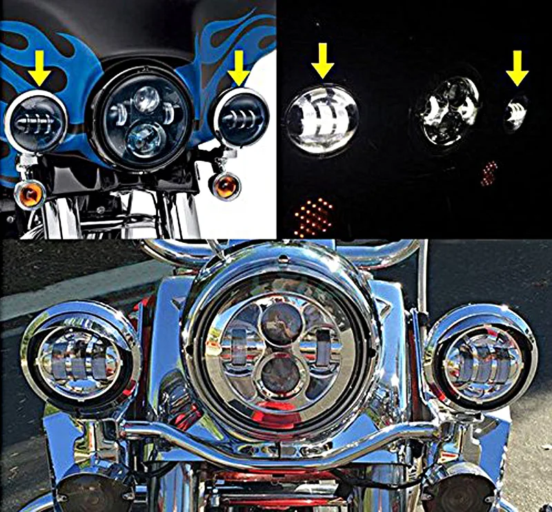 7 дюймов проектор для мотоциклов фар+ 4,5 дюйма светодиодный вспомогательное пятно света Противотуманные фары ближнего света для Harley мотоциклетный Туризм