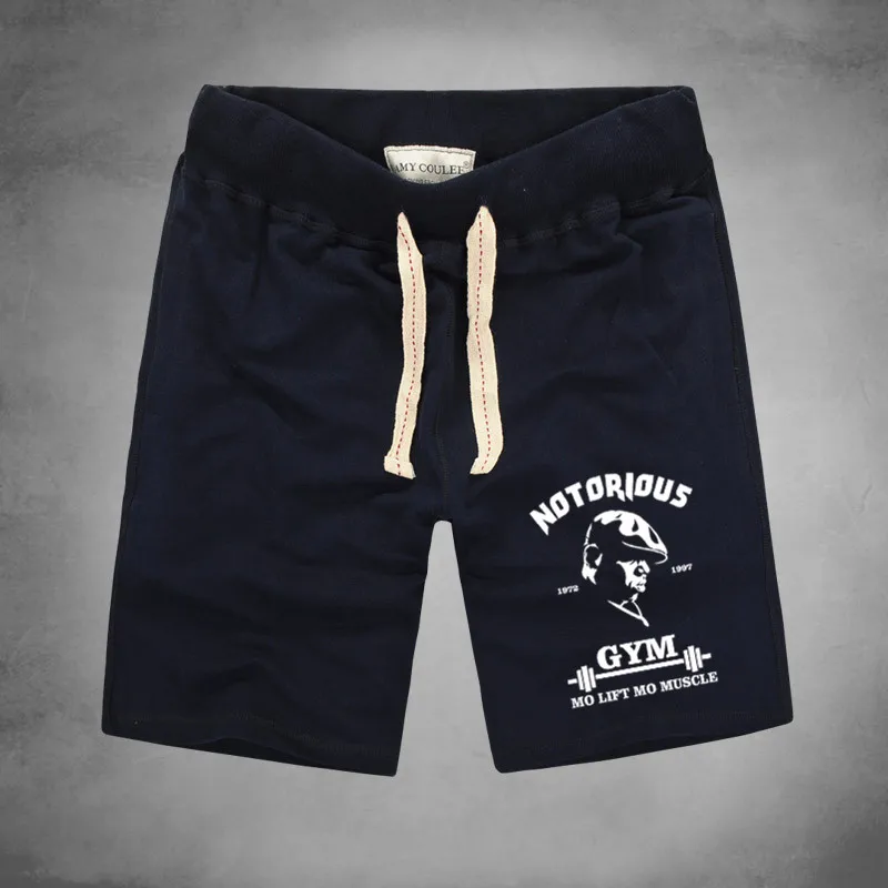 

Mo Lift Mo Muscle Notorious Print Breeches Breathable Sweat Shorts Power Male Cool White Tops G.Y.M Strength Work Out Short