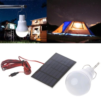 

Portable Solar Panel Power LED Bulb Lamp Outdoor Camp Tent Fishing Light 15W