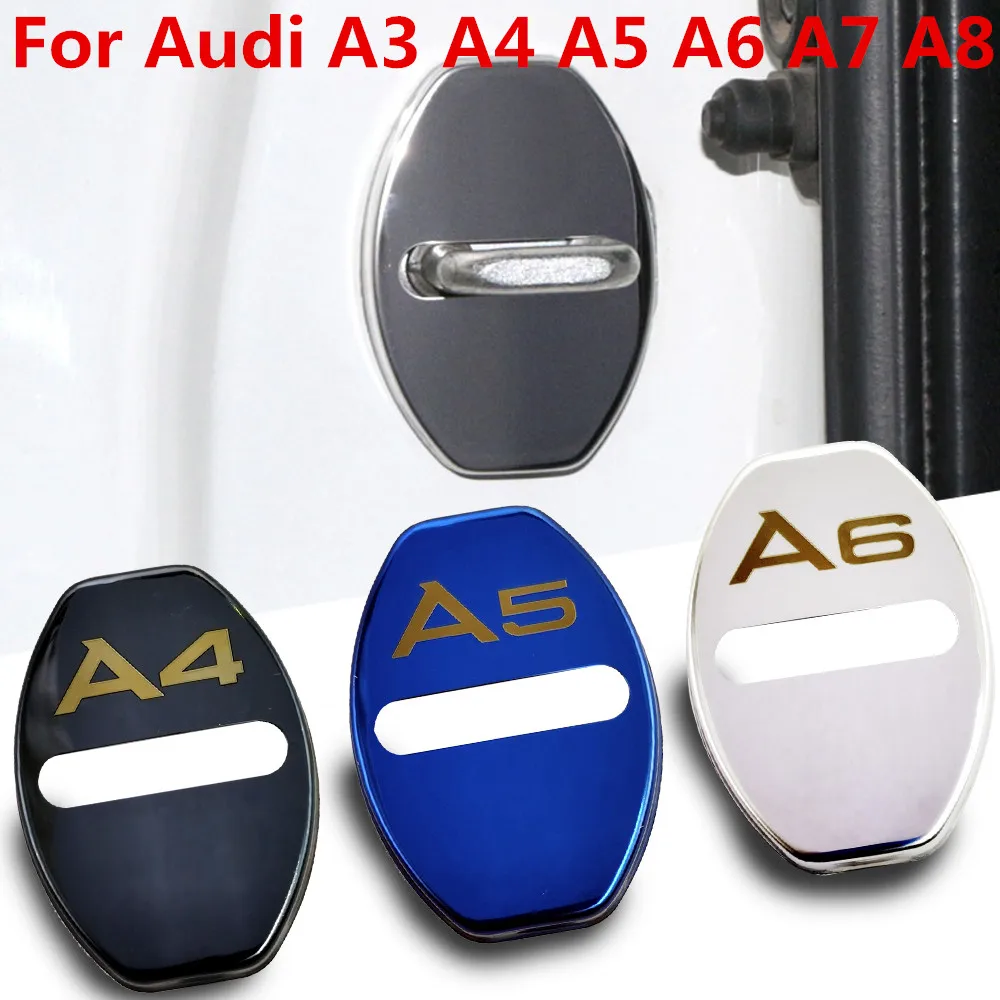 

FLYJ 4PCS Car Door Lock Car sticker cover Protect Buckle For audi A3 A4 A5 A6 A7 A8 8v B7 B8 C7 D3 D4 D5 Car accessories