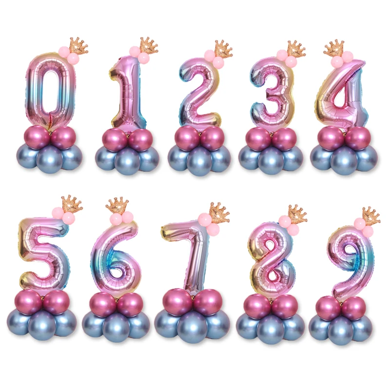 

KAMMIZAD 32inch anniversaire Gradient number balloons for 1st. birthday party decorations kids globos Column child Shower Favors