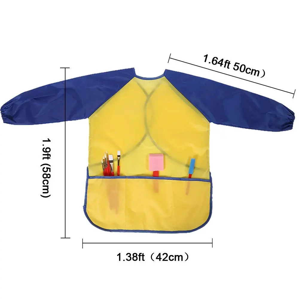1 шт., детский непромокаемый фартук с длинными рукавами, детский нагрудник ApronV2-5YEARS