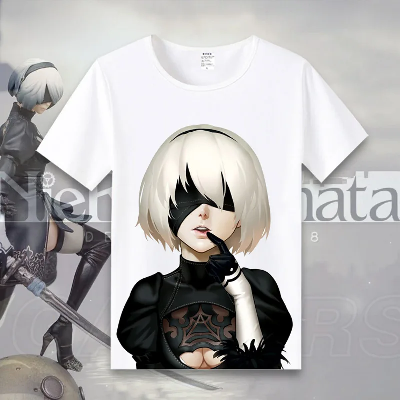 Coshome New Game NieR Automata 2B T-shirts NieRAutomata T Shirt Men Women Tops Short Sleeves Summer Tees (5)