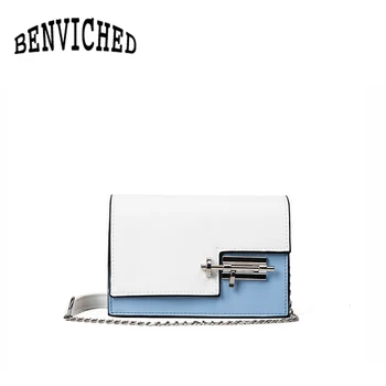 

BENVICHED 2020 new chain package hit color small square bag personalized lock shoulder bag Messenger bag R151
