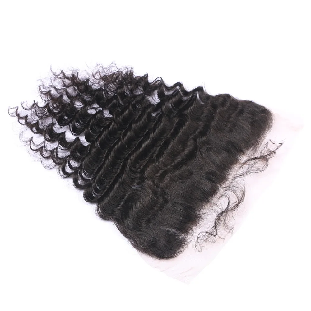 Brazilian Remy Hair Deep Wave Lace Frontal With Baby Hair 100% Human Hair Frontal Free Part Natural Color Free Shipping