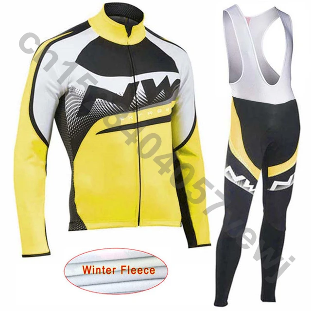NW зимний термальный флисовый комплект для велоспорта с длинным рукавом, велосипедный костюм для гонок, одежда для велоспорта, Ropa Ciclismo Uniformes C26 - Цвет: set 17