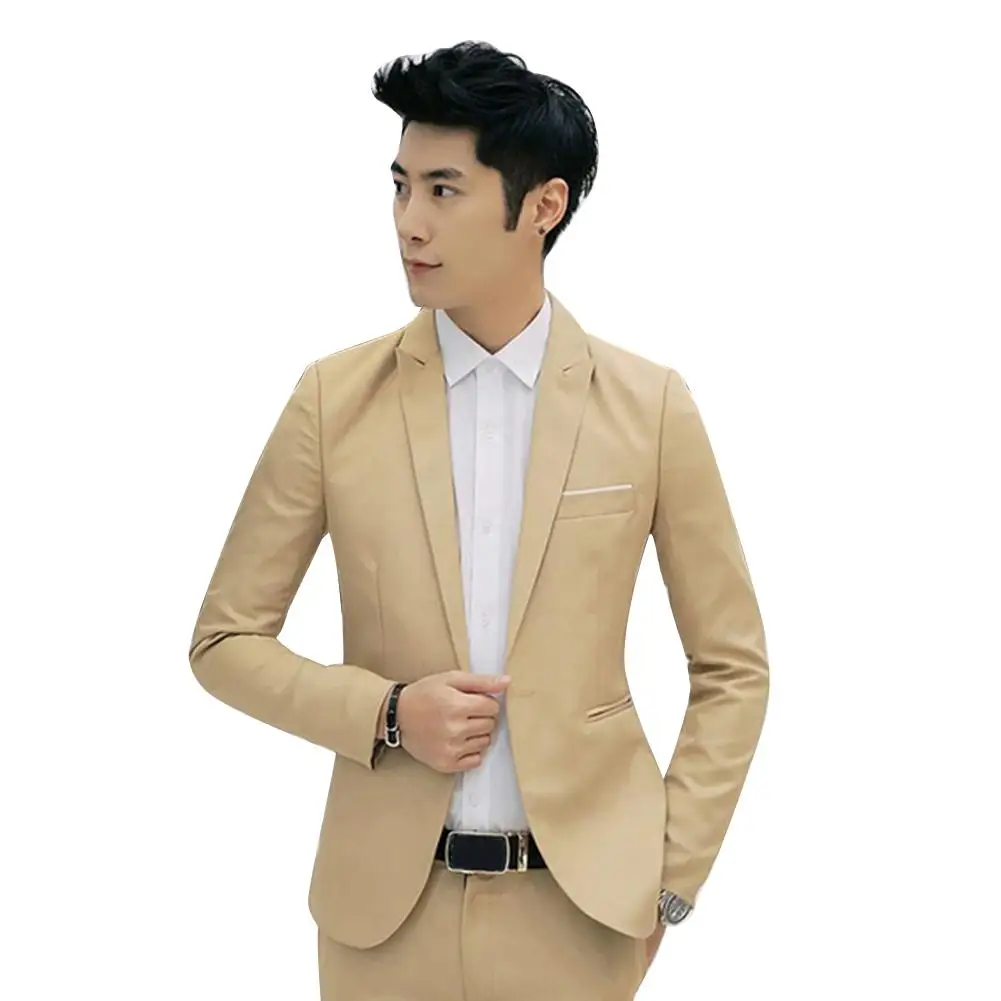 Fashion One Button Brand Blazer British'S Style Casual Slim Fit Suit Jacket Male Blazers Men Coat Terno Masculino Plus Size | Мужская