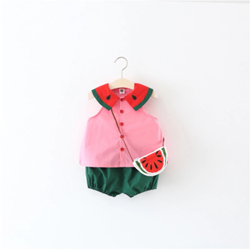 2018 Summer Baby Set Cute Newborn Baby Girl Clothes Short Casual Sleeveless Watermelon Clothes Baby Sets
