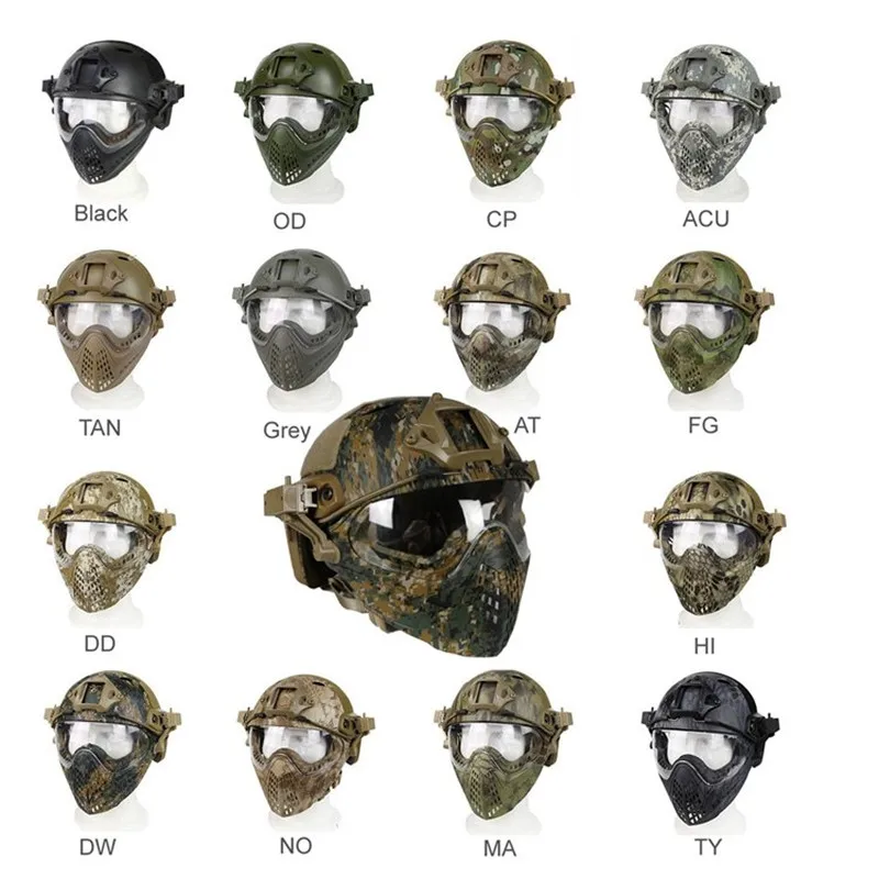 Tactical Helmet Mask Airsoft Paintball Overall Helmet for CS Military Tactical Protective Helmet Airsoft Full Face Protection