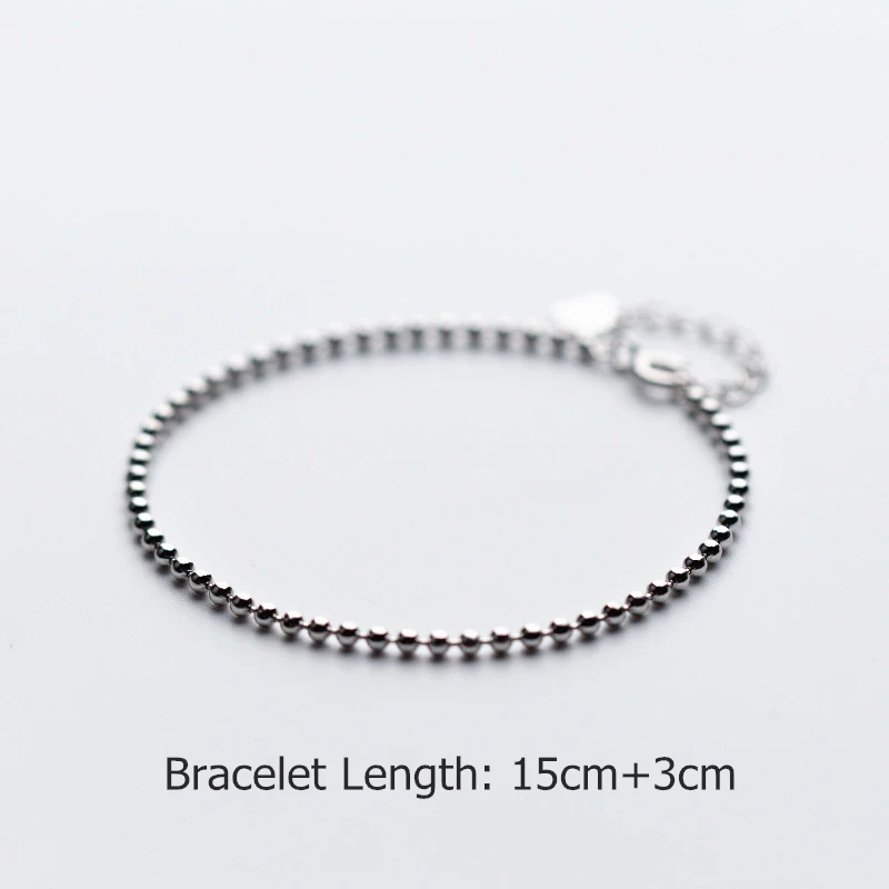 Классический простой маленький круглый браслет из бисера, 925 пробы, серебро, для женщин, модные ювелирные изделия, подарок