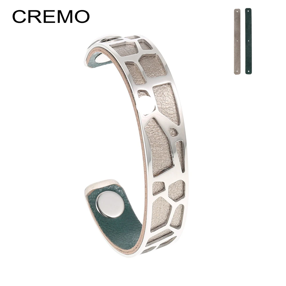 

Cremo Fashion Bangles For Women Stainless Steel Bracelets Yoiumit Cuff Bracelets Interchangeable Leather Pulseiras DIY