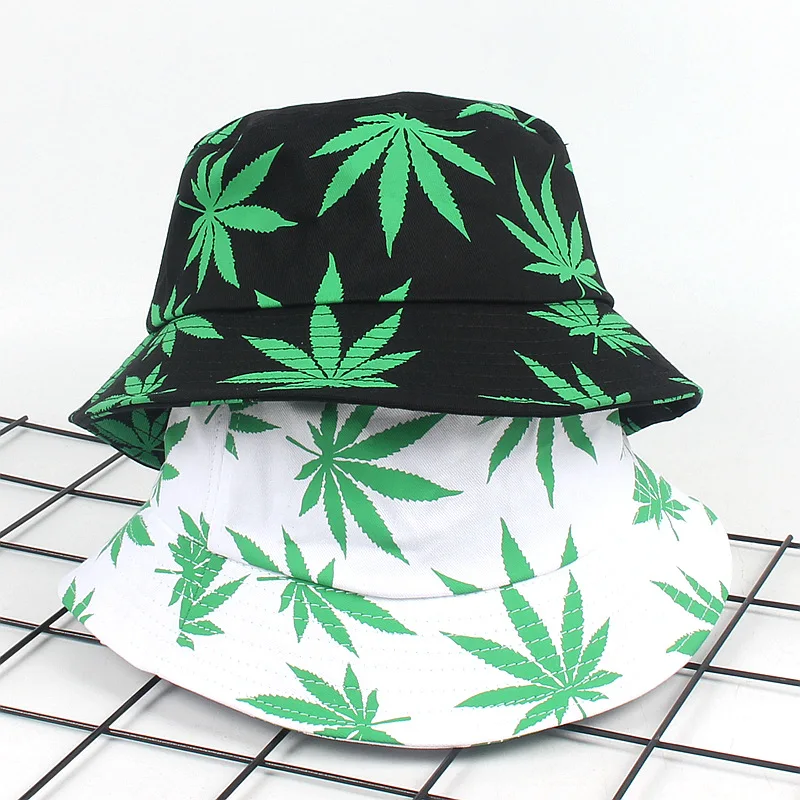 

Print Maple Leaf Panama Bucket Hat Women Men Street Hip Hop Cap Couple Flat Fisherman Hats Summer Leaf Caps Boonie