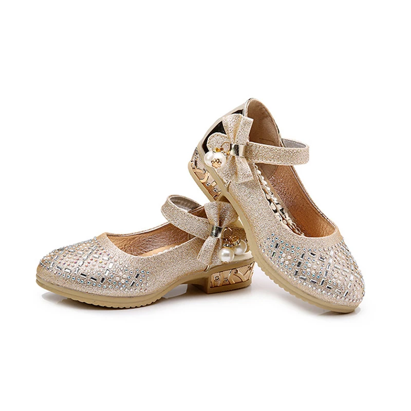 Kids High Heels Girls Shoes PU Leather Children Shoes 2019 Shining Summer Sandals Big Kids Princess Wedding Shoes for Girls