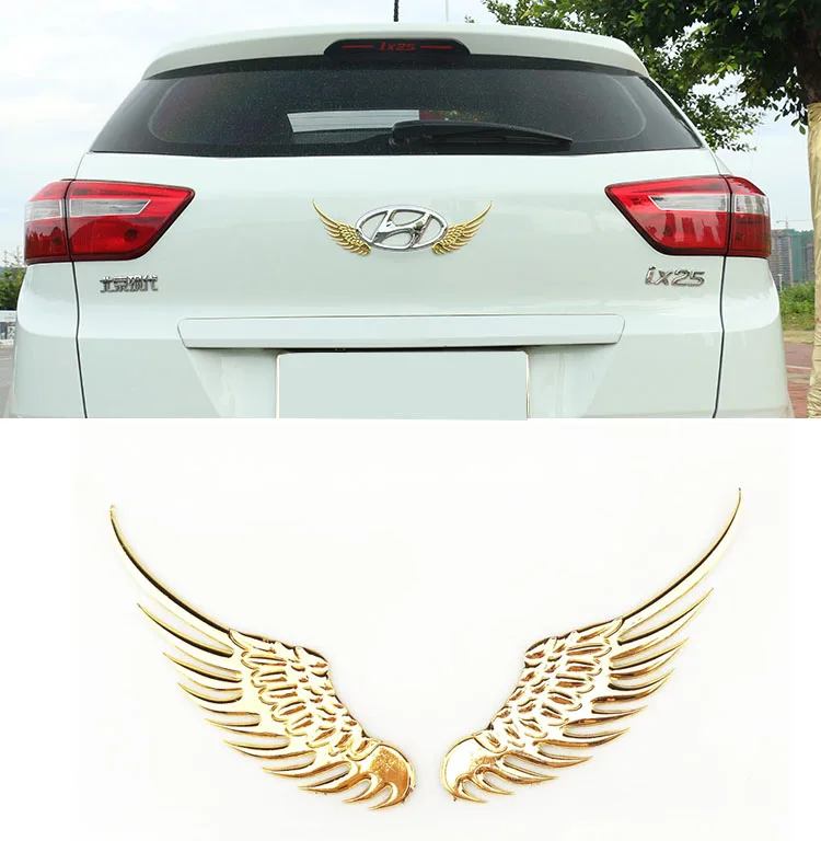 Car styling funny car sticker badge angels wings 3D metal auto