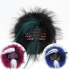 Little Monster Fur Pendant Genuine Leather Raccoon Fur Plush Keychain Pompom Colorful Keyring Cute Pom Pom Bag Popular Pendant