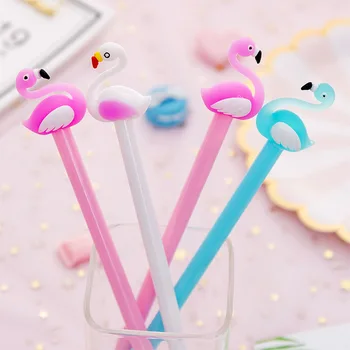 

12Pcs Cute Flamingo Gel Pen Kawaii Girls Gift School Office Supplies Stationery Store Material Black Blue ink 0.38mm Wholesale