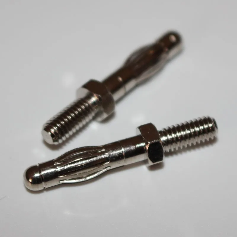500pcs Thread 4mm Uninsulated Banana Plug with 3mm Thread Bolt Fitted