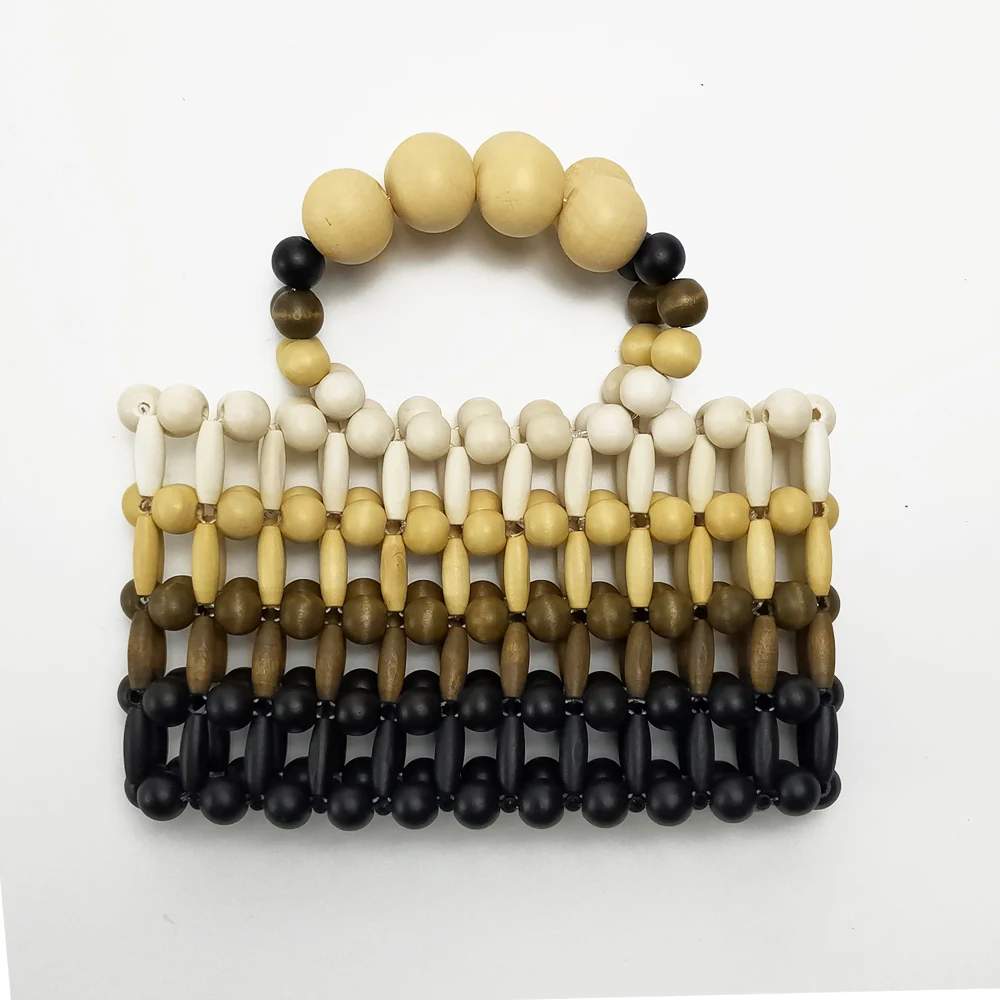 

Retro Big Design Summer Wooden Beads Bag Female Multicolor Wild Shoulder Bag