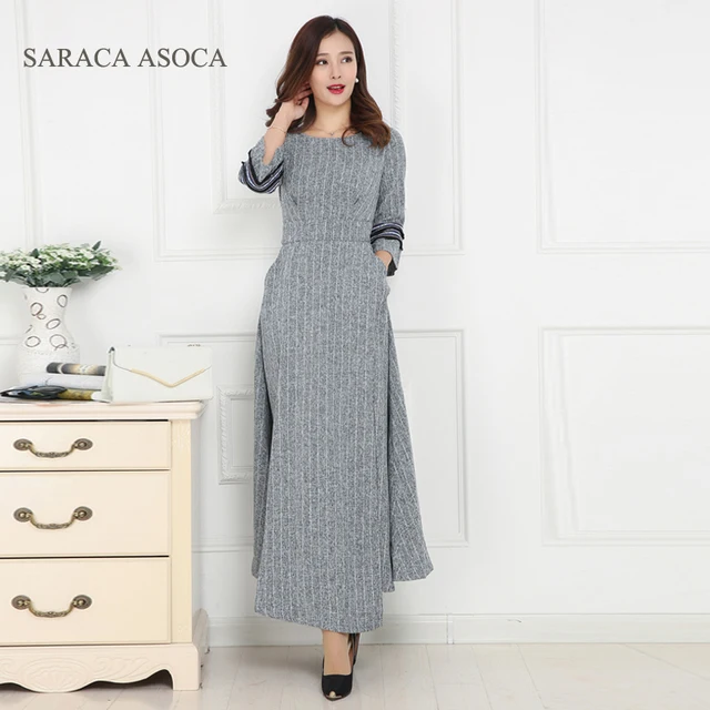 Fashion One Piece Dress Spring And Autumn Female Long Flare Sleeve Fashion One Piece Dress Spring And Autumn Female Long Flare Sleeve Slim Full Gray