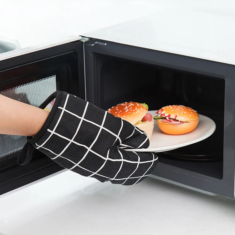 Kitchen Cooking Cotton Microwave Oven Gloves Mitts Pot Pad Heat Proof