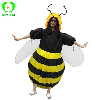 

2020 Women's Bumble Bee Costume Inflatable Fancy Dress Outfit Purim Halloween Holiday Party Bar Club Cosplay Animal Suit Costume