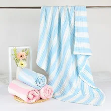 Buy Six layers 120CM*120CM Muslin Baby Blanket Swaddlet 100% Cotton Yarn-dyed Corrugate Newborn Soft Blankets Bedding Bath Towels Free Shipping