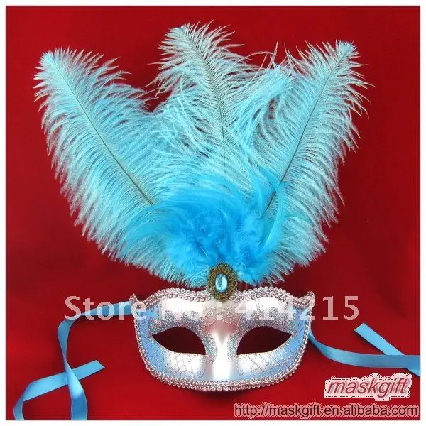 13 дюймов Красивая светло-синий и серебро Венецианская маска, маска для глаз(A009