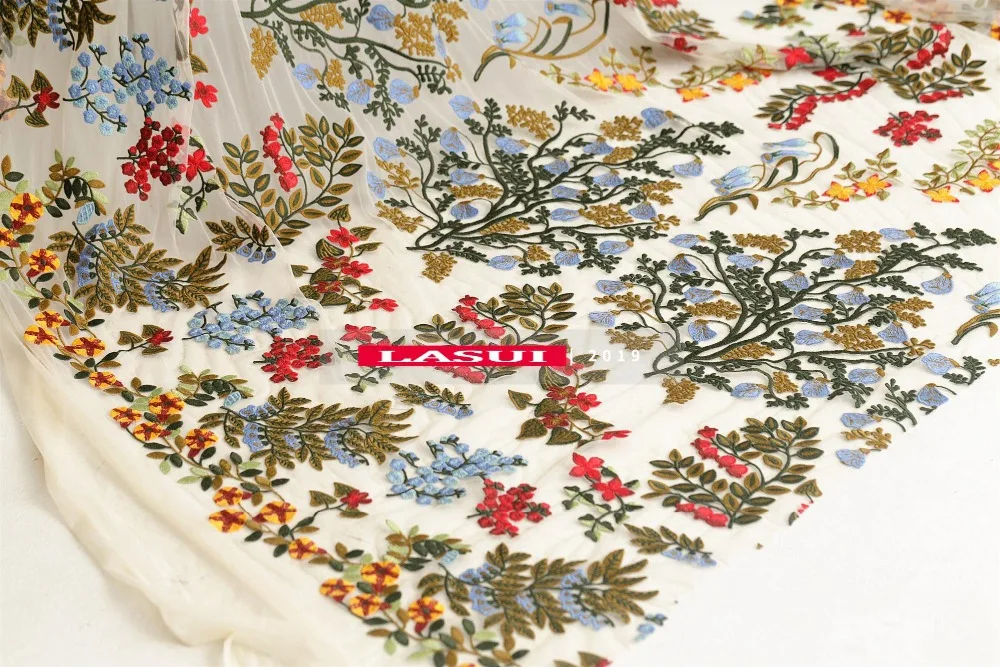 LASUI 1 ярд DIY юбка свадебное платье аксессуары высокого качества Полный цветок цвет вышивка сетка кружево ткань тонкая работа X0551