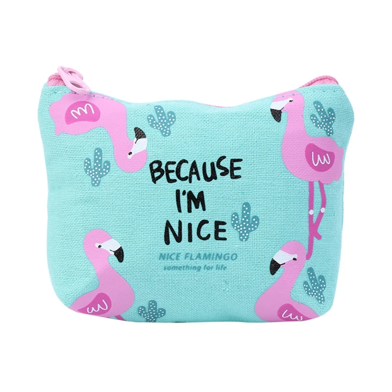 

Cute Women Girl Coin Purses Cartoon Kids Flamingo Canvas Coin Wallet 2018 New Fashion Gift Pocket Zip Lovely Small Coin Wallets