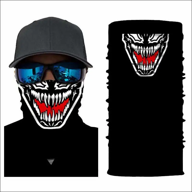 

Venom Face Shield Scarf With Skull Summer Balaclava Sun Mask Moto Face Mask Multifunctional Seamless Neck Gaiter Head Wrap Hea