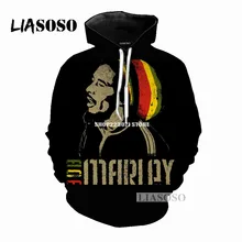 LIASOSO, последняя мода, худи для мужчин и женщин, толстовка с капюшоном Bob Marley, 3D принт, мужская и женская толстовка, модная брендовая одежда M043