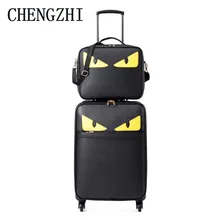 CHENGZHI 1" 20" 2" дюймов для женщин Монстр личности чемодан spinner кожа koffers тележка багаж наборы с колесами