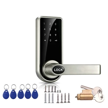 

Electronic Door Lock Touch Screen Password 4 Cards 2 Buttons Digital Code ID Card Keyless Latch Bolt Lock Smart Home