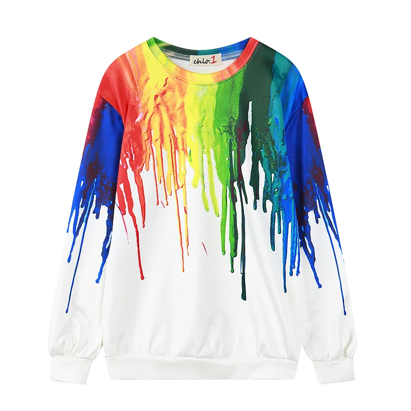 Funny Graphic Print Colorful Painting Novelty Crewneck Sweatshirt For
