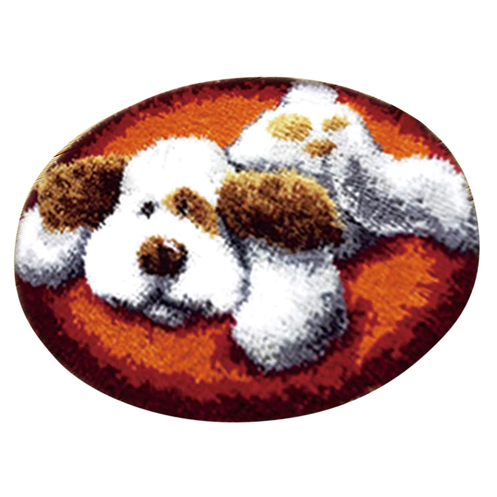 3 Sets Latch Hook Rug Making Kits for Beginners DIY Dog Cat Ladybird Embroidery Cushion Crafts