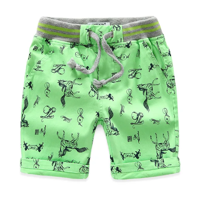 Cartoon Printed Horse Summer Boys Shorts Breathable Linen 100% Cotton Children Shorts For Girls 2-7 Years Kids Clothes 5