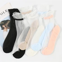 5 пар/партия, женские летние тонкие прозрачные милые кружевные короткие носки женские яркие прозрачные Falbala для отдыха Meias Lotita Bas